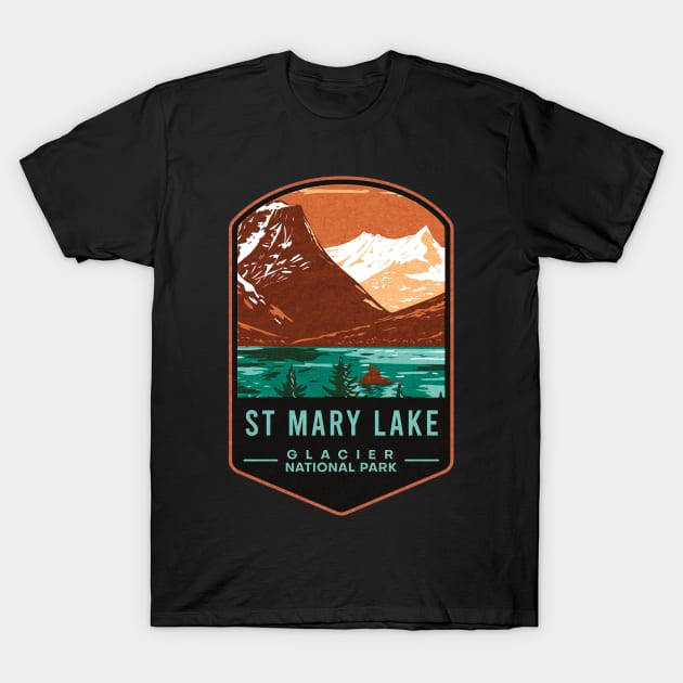 St Mary Lake Glacier National Park T-Shirt by JordanHolmes